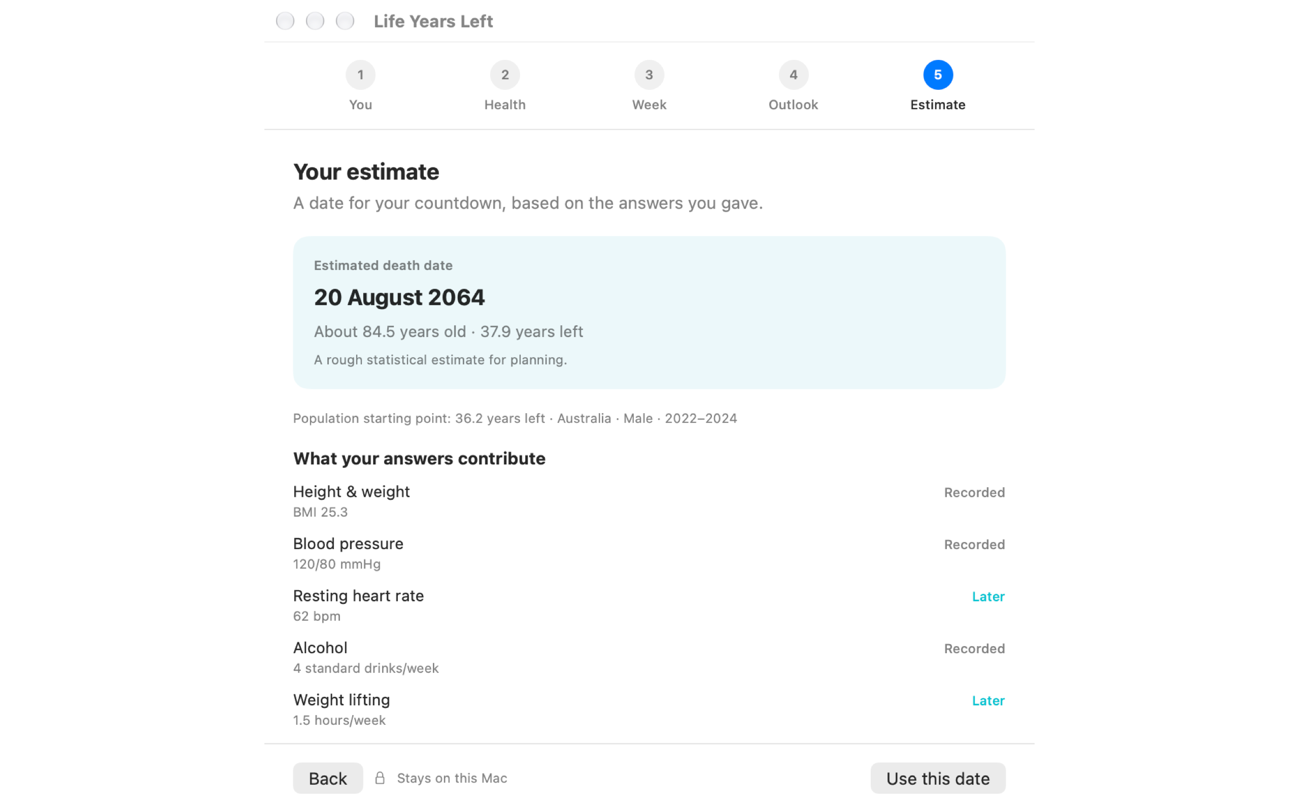Panduan Longevity Mac natif menunjukkan contoh soal selidik dan hasil